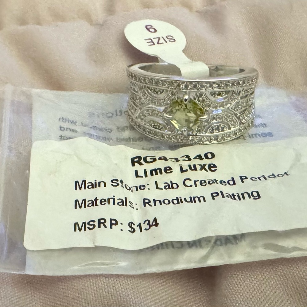 Lime Luxe Silver Ring with Lab Created Peridot